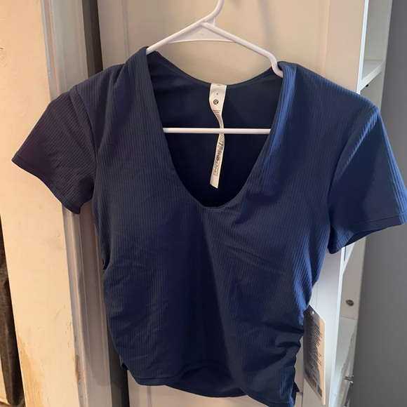 Lululemon Tops - lululemon athletica Deep Blue Ribbed Crop Top